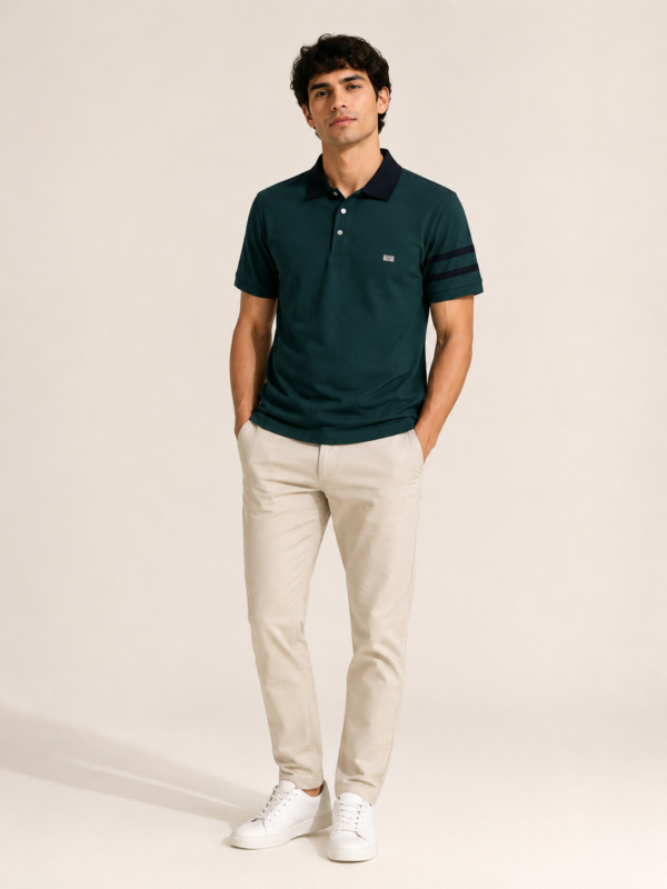 Men’s Striped Sleeve Burberry Polo Shirt