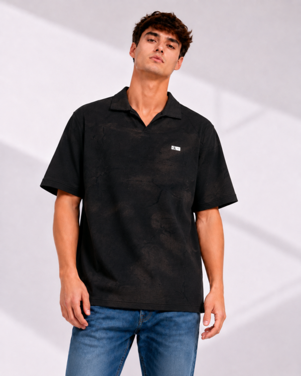 Men’s Marble Print Open-Collar CK Polo Shirt